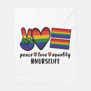 Peace Love Equality Nurse LGBT Fleece Blanket