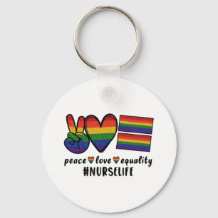 Peace Love Equality Nurse LGBT Key Ring