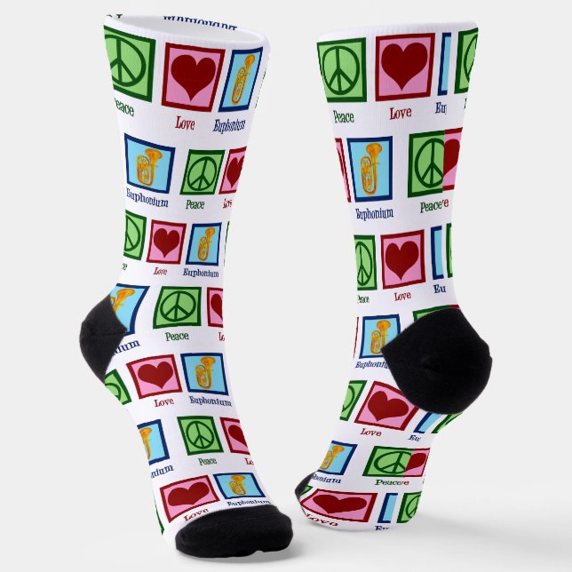 Peace Love Euphonium Christmas Socks (Angled)