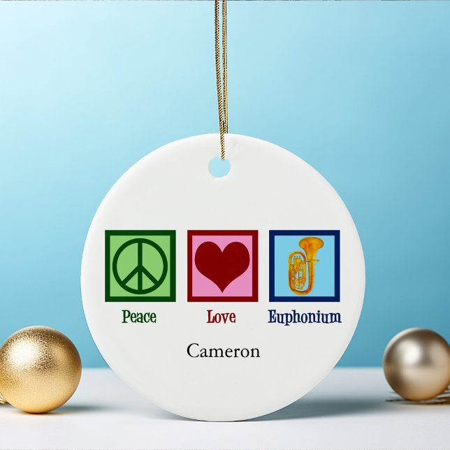 Peace Love Euphonium Cute Custom Christmas Ceramic Tree Decoration (Creator Uploaded)