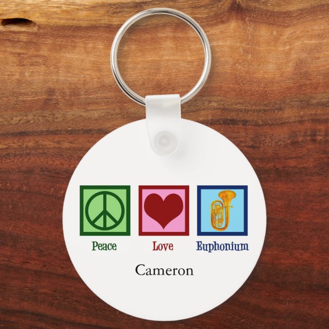 Peace Love Euphonium Cute Custom Key Ring (Front)