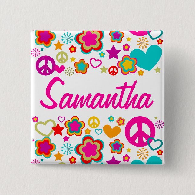 Peace Love & Everything Girly 15 Cm Square Badge (Front)