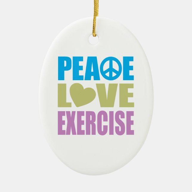 Peace Love Exercise Ceramic Tree Decoration (Front)