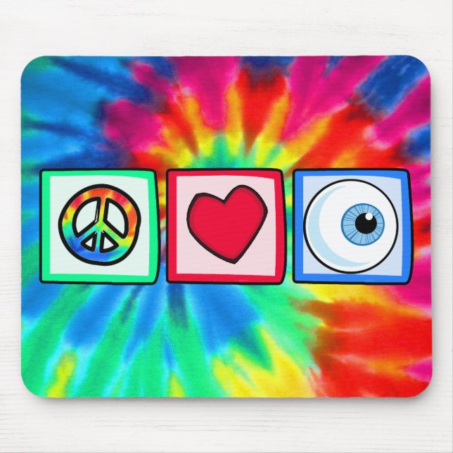 Peace, Love, Eyeball Mouse Mat (Front)