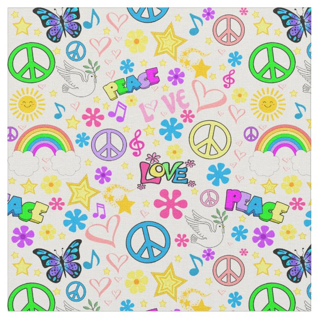 Peace & Love Fabric (Close Up)