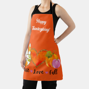 Peace Love Fall Autumn Custom Text and Colour Apron