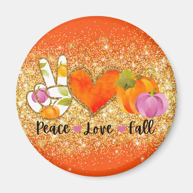 Peace Love Fall Autumn Custom Text and Colour Magnet (Front)