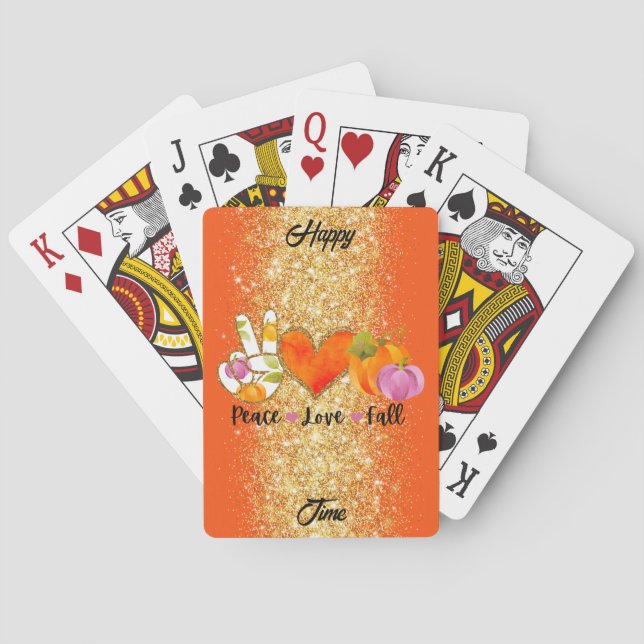 Peace Love Fall Autumn Custom Text and Colour Playing Cards (Back)