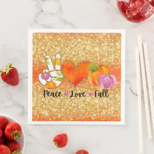Peace Love Fall Autumn Customise Colour Napkin