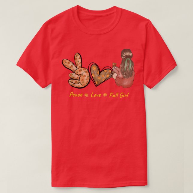 Peace Love Fall Autumn  T-Shirt (Design Front)
