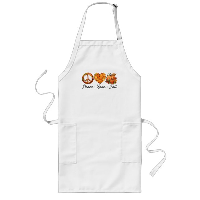 Peace, Love, Fall – Cosy Autumn Vibes with Pumpkin Long Apron (Front)