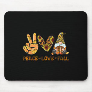 Peace Love Fall Fun Gnome Autumn Lover Pumpkins Ha Mouse Mat