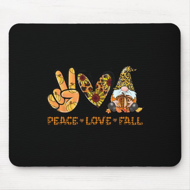Peace Love Fall Fun Gnome Autumn Lover Pumpkins Ha Mouse Mat (Front)