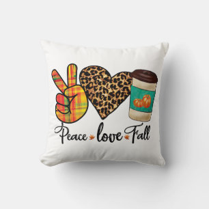 Peace, Love, Fall Leopard Pumpkin Spice Latte Cushion