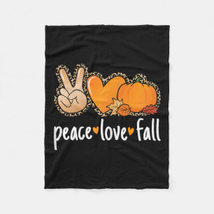 Peace Love Fall Pumpkin Autumn Thanksgiving Women Fleece Blanket