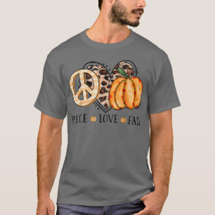 Peace Love Fall Pumpkin Plaid Leopard Heart Thanks T-Shirt