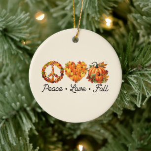 Peace, Love, Fall - Pumpkins Ceramic Tree Decoration