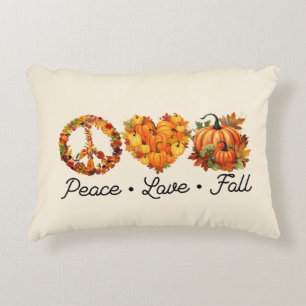 Peace, Love, Fall - Pumpkins Decorative Cushion
