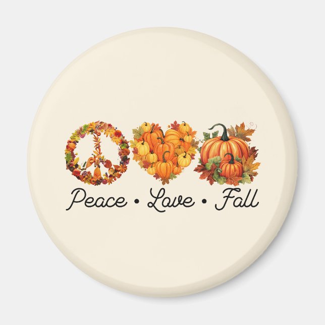 Peace, Love, Fall - Pumpkins Magnet (Front)