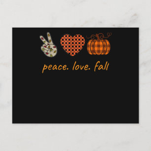 Peace Love Fall Thanksgiving Leopard Pumpkin Announcement Postcard