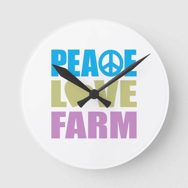 Peace Love Farm Round Clock (Front)