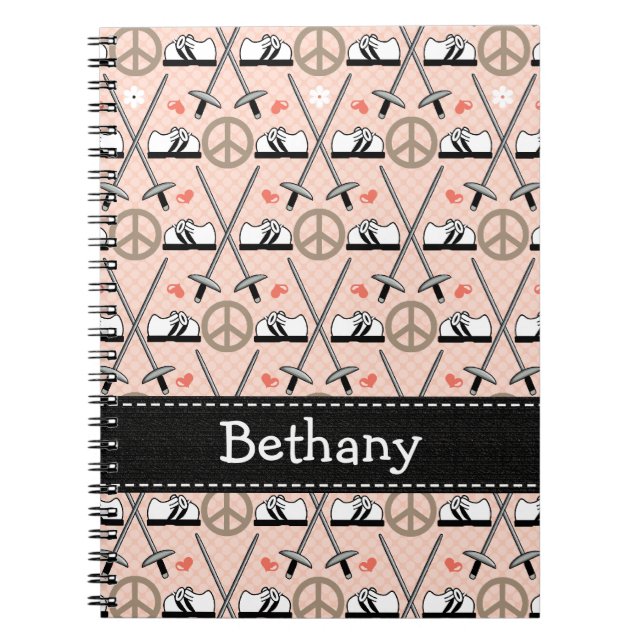 Peace Love Fence Fencing Spiral Notebook Journal (Front)