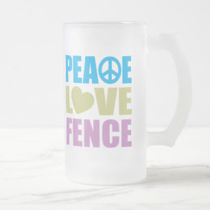 Peace Love Fence Frosted Glass Beer Mug