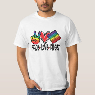 Peace Love Fidget Pop It Popit Colourful Rainbow T-Shirt