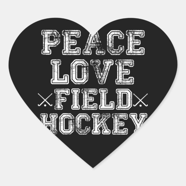 Peace, Love, Field Hockey Heart Sticker (Front)
