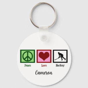 Peace Love Field Hockey Key Ring
