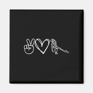 Peace Love Field Hockey Minimalist Sport Graphic Magnet