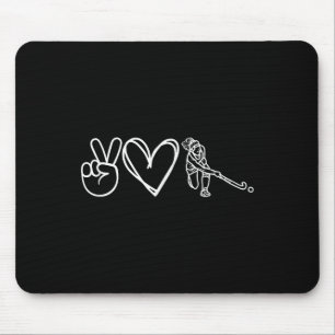 Peace Love Field Hockey Minimalist Sport Graphic Mouse Mat