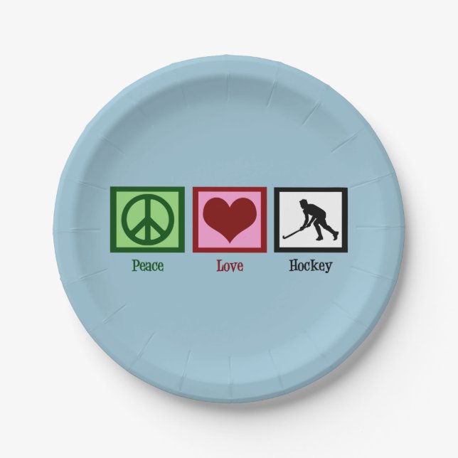 Peace Love Field Hockey Paper Plate (Front)