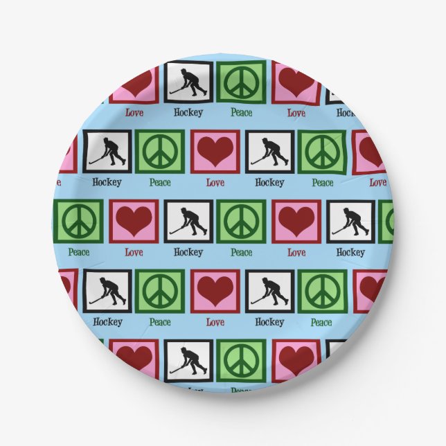 Peace Love Field Hockey Paper Plate (Front)