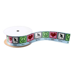 Peace Love Field Hockey Satin Ribbon