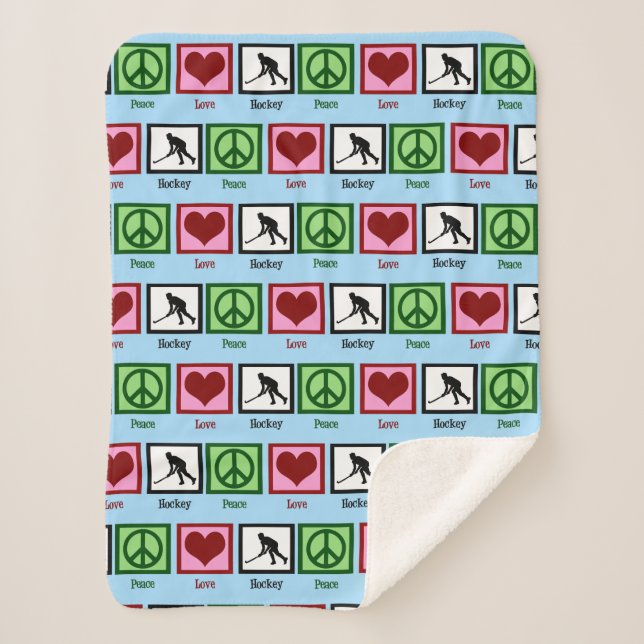 Peace Love Field Hockey Sherpa Blanket (Front)
