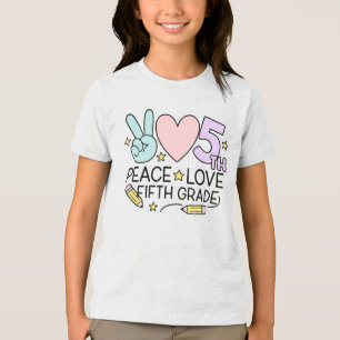 Peace Love Fifth Grade Girls Back to School Tri-Blend Shirt