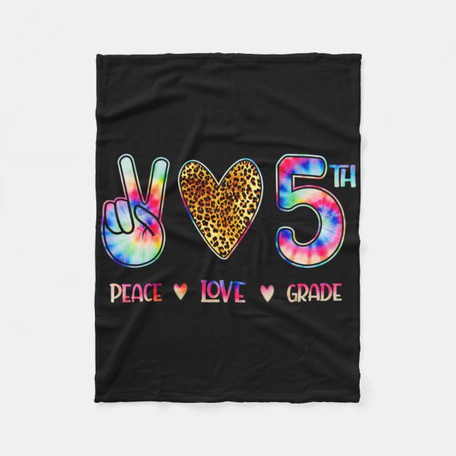 Peace Love Fifth Grade Squad Back To School Gift  Fleece Blanket (Front)