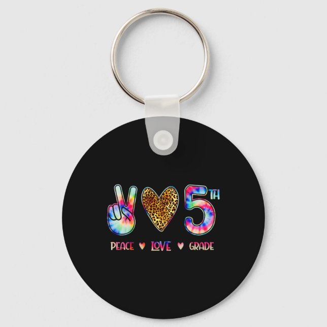 Peace Love Fifth Grade Squad Back To School Gift  Key Ring (Front)