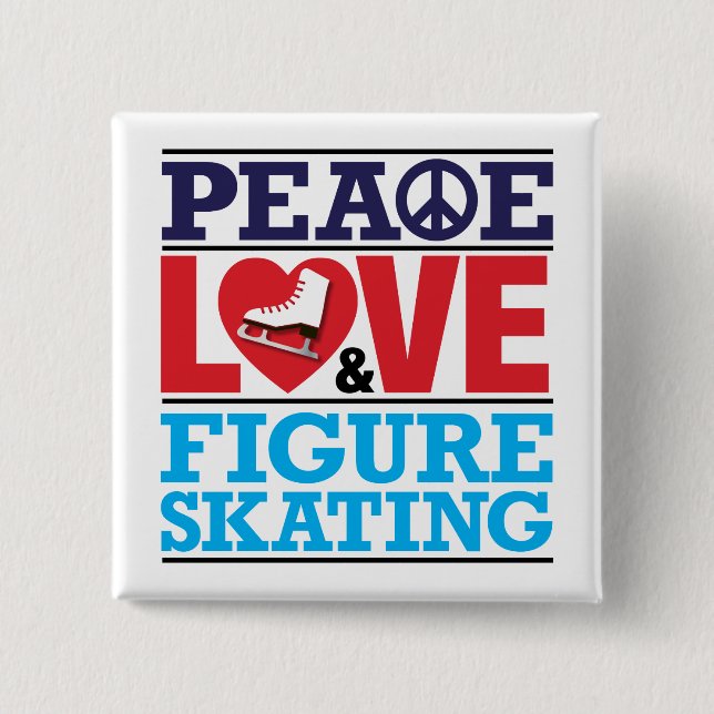 Peace Love Figure Skating Button (Front)