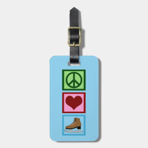Peace Love Figure Skating Ice Skates Luggage Tag