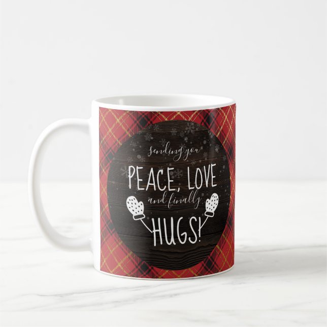 Peace, Love & Finally Hugs! | Christmas 2021 Cute Coffee Mug (Left)