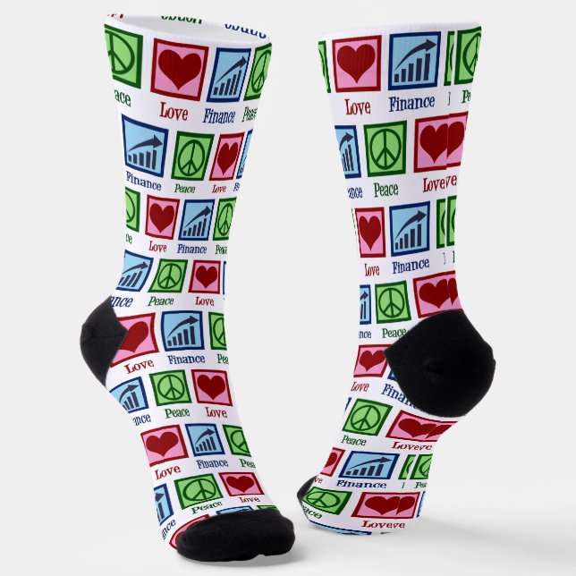 Peace Love Finance Christmas Financial Advisor Socks (Angled)