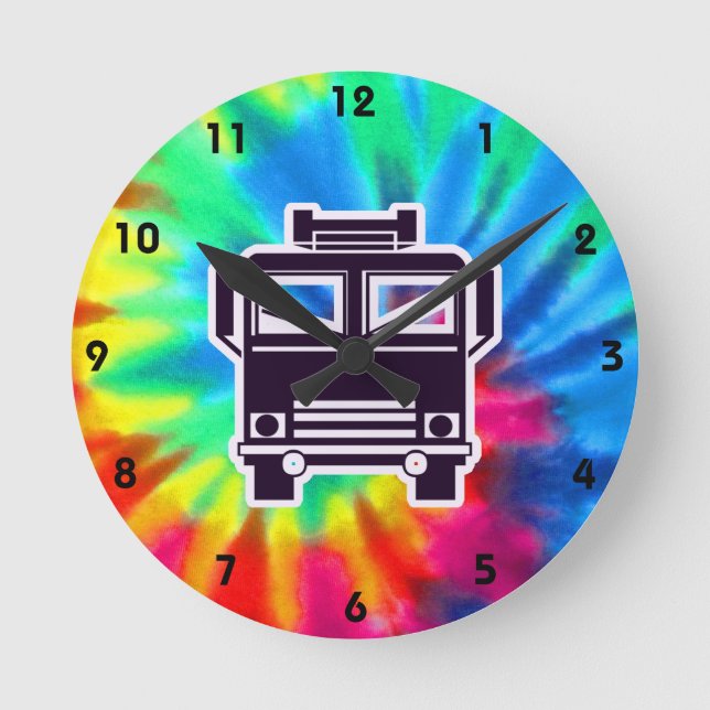 Peace, Love, Fire Trucks Round Clock (Front)
