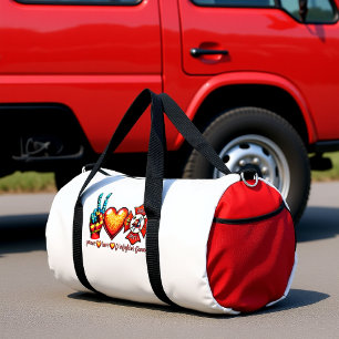 Peace Love Firefighter Fiancé Life Duffle Bag