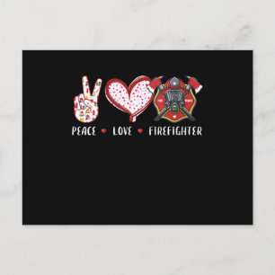 Peace Love Firefighter Lovers Firefighter Gifts Holiday Postcard