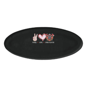 Peace Love Firefighter Lovers Firefighter Gifts Name Tag