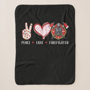 Peace Love Firefighter Lovers Firefighter Gifts Sherpa Blanket
