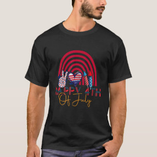 Peace Love Fireworks Rainbow America Flag Usa 4th T-Shirt