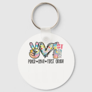 Peace Love First Grade Tie Dye Student Teacher _1  Key Ring